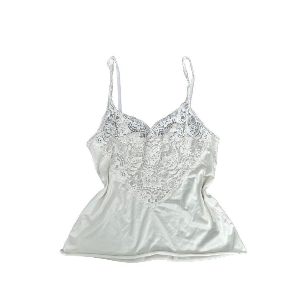 Vintage Vanity Fair White Nylon Spandex Half Slip Tank Top Size S Lace Intimates - Picture 1 of 5